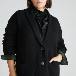 Universal Standard Sylvia Sweater Coat Coatigan Outwear Black Size Large L NWT